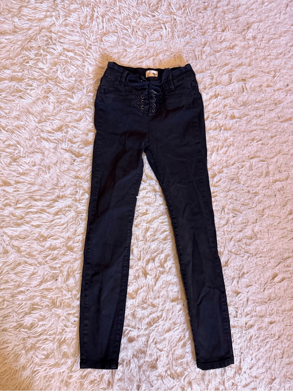 Amuse Society Black Lace-Up Skinny Jeans Size 25